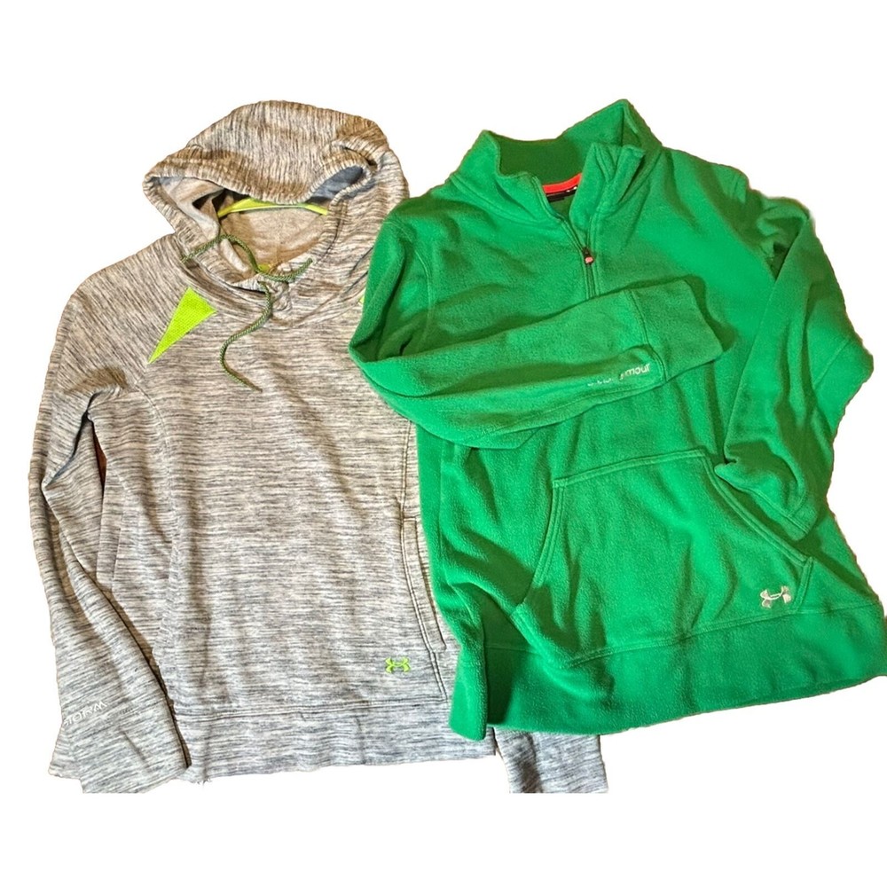 UNDER ARMOUR Pullover‎ Lot Of 2 Storm Hoodie & Fleece Sweatshirt Size XS